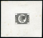 Stamp of Great Britain » Line Engraved Essays, Plate Proofs, Colour Trials and Reprints 1871 1/2d Ormond Hill die proof with void corner letters printed in black on thin white paper