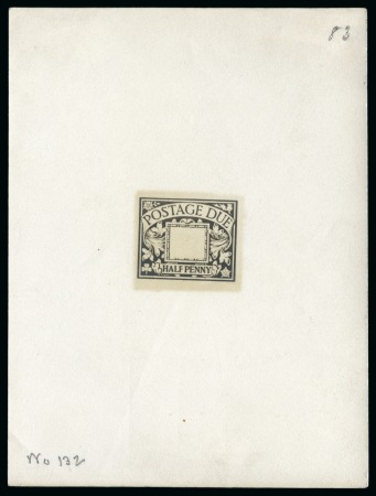 Stamp of Great Britain » Postage Dues 1914 1/2d Postage due bromide proof of Mr. G.W. Eve's design before the value figures were inserted