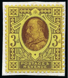 Stamp of Great Britain » King Edward VII » 1902-10 De La Rue Issues 1901 3d Composite "paste-up" essay of the Victorian Jubilee 3d with a lithographed quarter portrait of King Edward VII