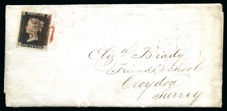 Stamp of Great Britain » 1840 1d Black and 2d Blue "May Dates" 1840 (May 8) Entire from Reading to Croydon, written between Quaker friends, with 1840 1d black pl.2 FC