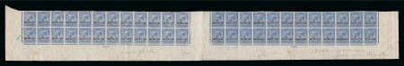Stamp of Great Britain » King George V » 1912-24 Profile Head Issues 1912-24 2 1/2d blue overprinted "CANCELLED" type 24 in mint og lower marginal imperforate control "J 17" block of forty eight