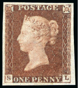 Stamp of Great Britain » 1841 1d Red 1841 1d Red brown Pl.77b SL imperforate imprimatur