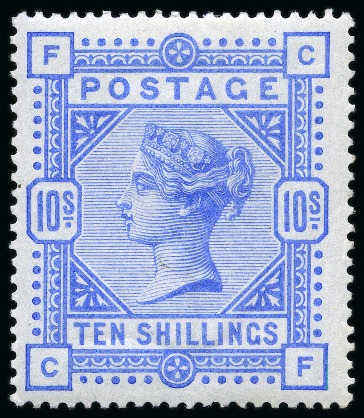 Stamp of Great Britain » 1855-1900 Surface Printed » 1883-84 & 1888 High Values 1883-84 10s Ultramarine CF mint og