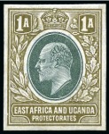 Stamp of Kenya, Uganda and Tanganyika » Kenya, Uganda and Tanganyika 1907 1a Colour trials group of six, imperforate on chalk-surfaced wmk MCA paper