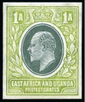Stamp of Kenya, Uganda and Tanganyika » Kenya, Uganda and Tanganyika 1907 1a Colour trials group of six, imperforate on chalk-surfaced wmk MCA paper