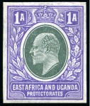 Stamp of Kenya, Uganda and Tanganyika » Kenya, Uganda and Tanganyika 1907 1a Colour trials group of six, imperforate on chalk-surfaced wmk MCA paper