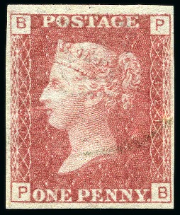 Stamp of Great Britain » 1854-70 Perforated Line Engraved 1864-79 1d Rose-Red pl.121 PB imperforate printed on Dr. Perkins "Security" paper, mint part og