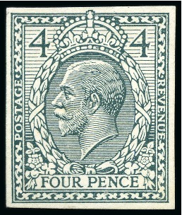 Stamp of Great Britain » King George V » 1912-24 Profile Head Issues 1912 4d Eve's Wreath design colour essay in grey-green