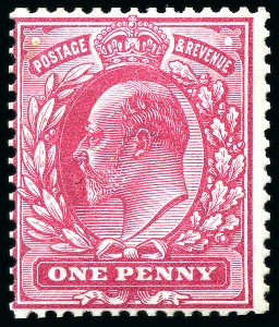 Stamp of Great Britain » King Edward VII » 1902-10 De La Rue Issues 1906 1d Colour trial in blue-geranium from a specially prepared plate of 20 electros