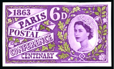Stamp of Great Britain » Queen Elizabeth II 1963 Paris Postal Conference Centenary 6d (phosphor) imperforate imprimatur