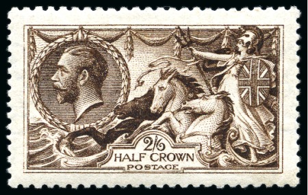 Stamp of Great Britain » King George V » 1913-19 Seahorse Issues 1915 De La Rue 2s6d very deep brown (intense shade) Seahorse with inverted watermark, mint nh