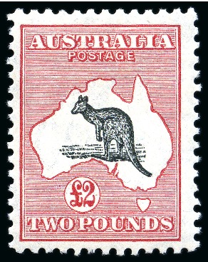 Stamp of Australia » Commonwealth of Australia 1931-36 Roo £2 black and rose, wmk Multi Crown C of A, mint lh