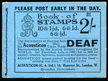 Stamp of Great Britain » Booklets 1924 2s Booklet, edition 21, with each pane cancelled by a "London Chief Office" handstamp (Type J) in violet