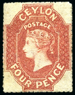 Stamp of Ceylon » 1861-64 Watermark Star 1861-64 Wmk Star rough perf. 4d dull rose, mint og