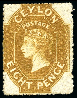 Stamp of Ceylon » 1861-64 Watermark Star 1861-64 Wmk Star rough perf. 8d yellow-brown unused