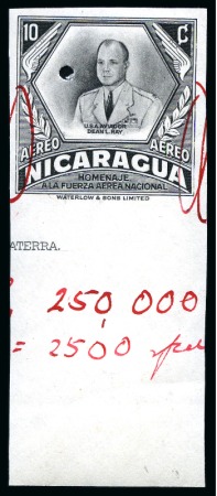 Stamp of Nicaragua 1954 Airmail Capt. Dean L. Ray 10c Black Waterloo printer's