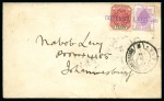 Stamp of South Africa » Anglo Boer War 1900 (Feb 1) Envelope with "COLENSO 1 FEB 00" violet straightline cancel tying Transvaal 1d and Orange Free State 1d