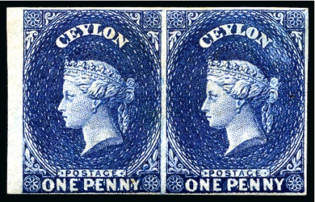 Stamp of Ceylon » 1867-70 Watermark Crown CC (21.5mm high) 1863-66 Wmk CC (smaller) 2d deep blue imperf. pair