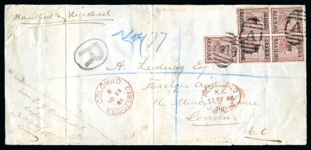 Stamp of Ceylon » 1872 Cents Issues Onwards 1882 20c on 64c DOUBLE SURCHARGE on front
