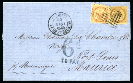 Stamp of Colonies françaises » Réunion 1864 10c +40c Aigle obl. losange avec grand St Denis