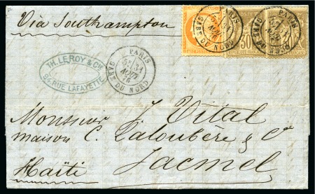 Stamp of France HAITI : Deux lettres sur page d'exposition dont Tarif
