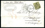 Stamp of France MEXIQUE : Deux lettres sur page d'exposition dont Tarif