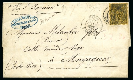 Stamp of France PORTO-RICO : Deux lettres sur page d'exposition dont