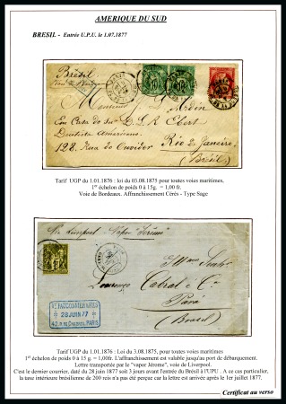 Stamp of France BRESIL : Sept lettres avec Type SAGE sur page d'exposition