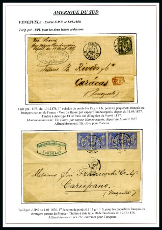 Stamp of France 1899 VENEZUELA : Quatre lettres avec Type SAGE sur