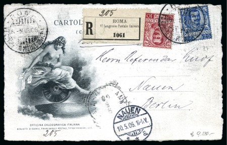 Stamp of Italy 1906 Registered UPU CONGRESS picture postcard franked