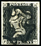 Stamp of Great Britain » 1840 1d Black and 1d Red plates 1a to 11 1840 1d Black group of 9 examples, some large margins, some nice strikes of the MC