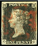 Stamp of Great Britain » 1840 1d Black and 1d Red plates 1a to 11 1840 1d Black group of 9 examples, some large margins, some nice strikes of the MC