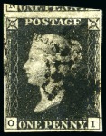 Stamp of Great Britain » 1840 1d Black and 1d Red plates 1a to 11 1840 1d Black group of 9 examples, some large margins, some nice strikes of the MC