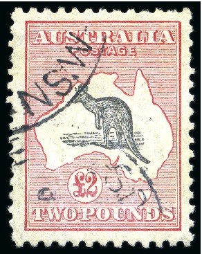 Stamp of Australia » Commonwealth of Australia 1929-51, Small used selection on a stockcard incl. 1929-30 £2 Roo
