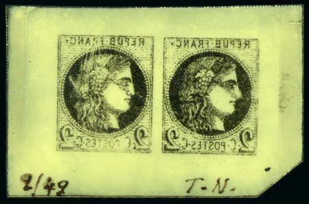 Stamp of France » Emission de Bordeaux 1870 Cliché d'impression sur collodion utilisé par Jean