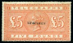 Stamp of Great Britain » Collections 1867-1924, Small selection incl. £5 orange with Specimen