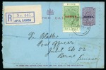 Stamp of Samoa 1918-19 Pair of covers: 1918 envelope with 1914-24 Postal Fiscal 2s and 1916-19 2d, and 1919 KEVII 1d lettercard uprated with 1914-24 Postal Fiscal 5s