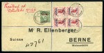 Stamp of Cook Islands » Aitutaki 1904 (Sep 21) Envelope sent registered to Switzerland with 1903-11 1d lower marginal block of four and 1/2d single