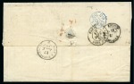 Stamp of Great Britain » 1854-1900 Postal History of the Perforated Line Engraved and Surface Printed Issues 1865 (Sep 16) Wrapper from Birmingham to ALGERIA with 1858-76 2d blue pl.9 pair