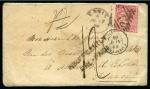 Stamp of Great Britain » 1854-1900 Postal History of the Perforated Line Engraved and Surface Printed Issues 1858 (Jun 17) Envelope from Ennis, Ireland, with 1855-57 wmk Large Garter 4d rose-carmine, with "INSUFFICIENTLY PRE-PAID" hs