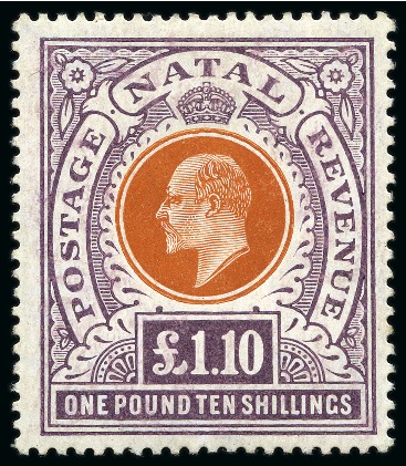 Stamp of South Africa » Natal 1904-08 £1.10 Brown-Orange and Deep Purple mint hr