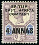 Stamp of Kenya, Uganda and Tanganyika » British East Africa 1890 1/2a on 1d (2), 1a on 2d and 4a on 5d mint set