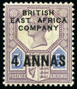 Stamp of Kenya, Uganda and Tanganyika » British East Africa 1890 1/2a on 1d (2), 1a on 2d and 4a on 5d mint set