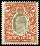 Stamp of Kenya, Uganda and Tanganyika » Kenya, Uganda and Tanganyika 1903-10, KEVII issues mint collection on 5 album pages incl. 1903-04 Crown CA mint set to 50R and 1904-07 Multi Crown CA to 20R 