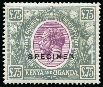 Stamp of Kenya, Uganda and Tanganyika » Kenya, Uganda and Tanganyika 1922-27 £75 Purple & Grey with SPECIMEN overprint, mint nh
