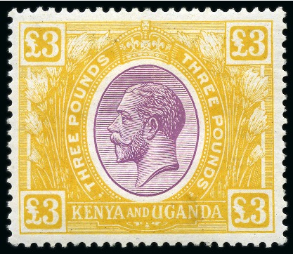 Stamp of Kenya, Uganda and Tanganyika » Kenya, Uganda and Tanganyika 1922-27 £3 Purple & Yellow mint nh, very fine