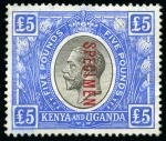 Stamp of Kenya, Uganda and Tanganyika » Kenya, Uganda and Tanganyika 1922-27 Group of SPECIMENS: 1s, 2s, 3s, 5s, 10s, £1, £2, £3, £4, £5, £10 and £20