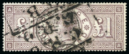 Stamp of Great Britain » Collections 1854-1929, Small group incl. 1854 1s green embossed on cover, PUC £1 mint & used, 1884 £1 brown used