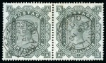 Stamp of Great Britain » 1855-1900 Surface Printed » 1867-83 High Values 1867-83 Wmk Anchor 10s grey-green AA-AB on blued paper, used pair both with neat Argyll Street / Glasgow cds