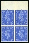 Stamp of Great Britain » King George VI 1941-42 2 1/2d Light Ultramarine imperforate mint nh top marginal block of four